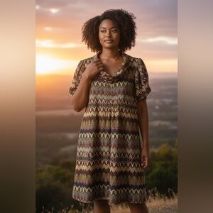 New Eliza J Chevron Knit Dress, SZ 16, Chic, Versatile, Flattering!